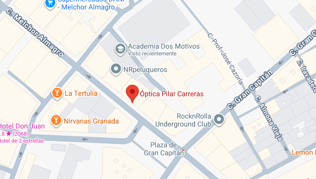 Mapa de ubicación de Óptica Pilar Carreras en Granada
